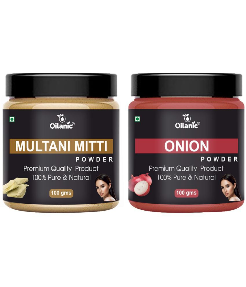     			Oilanic Pure Multani Mitti Powder & Onion Powder For Skincare Hair Mask 200 g Pack of 2