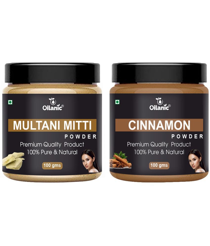     			Oilanic Pure Multani Mitti Powder & Cinnamon Powder For Skincare Hair Mask 200 g Pack of 2