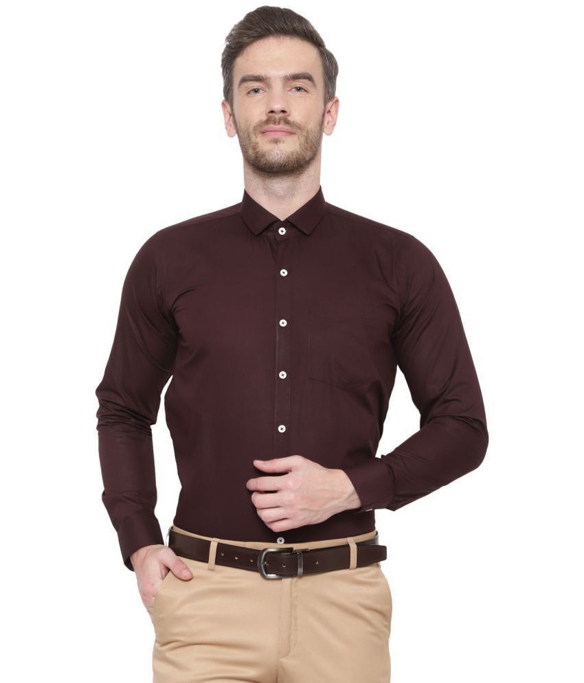     			SREY - 100% Cotton Slim Fit Coffee Men's Formal Shirt ( Pack of 1 )