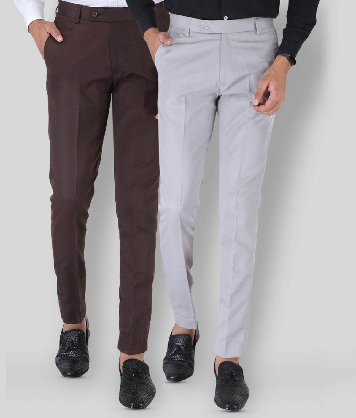     			SREY - Coffee Polycotton Slim - Fit Men's Formal Pants ( Pack of 2 )