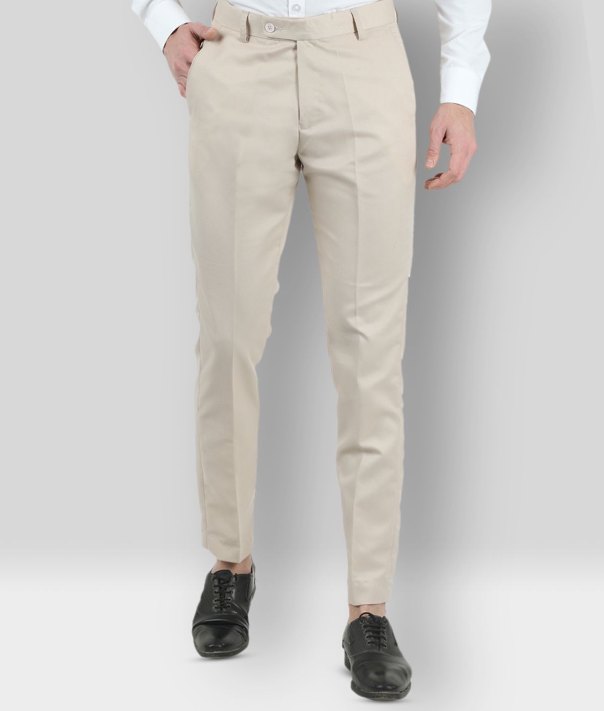    			VEI SASTRE - Cream Cotton Blend Slim Fit Men's Formal Pants (Pack of 1)