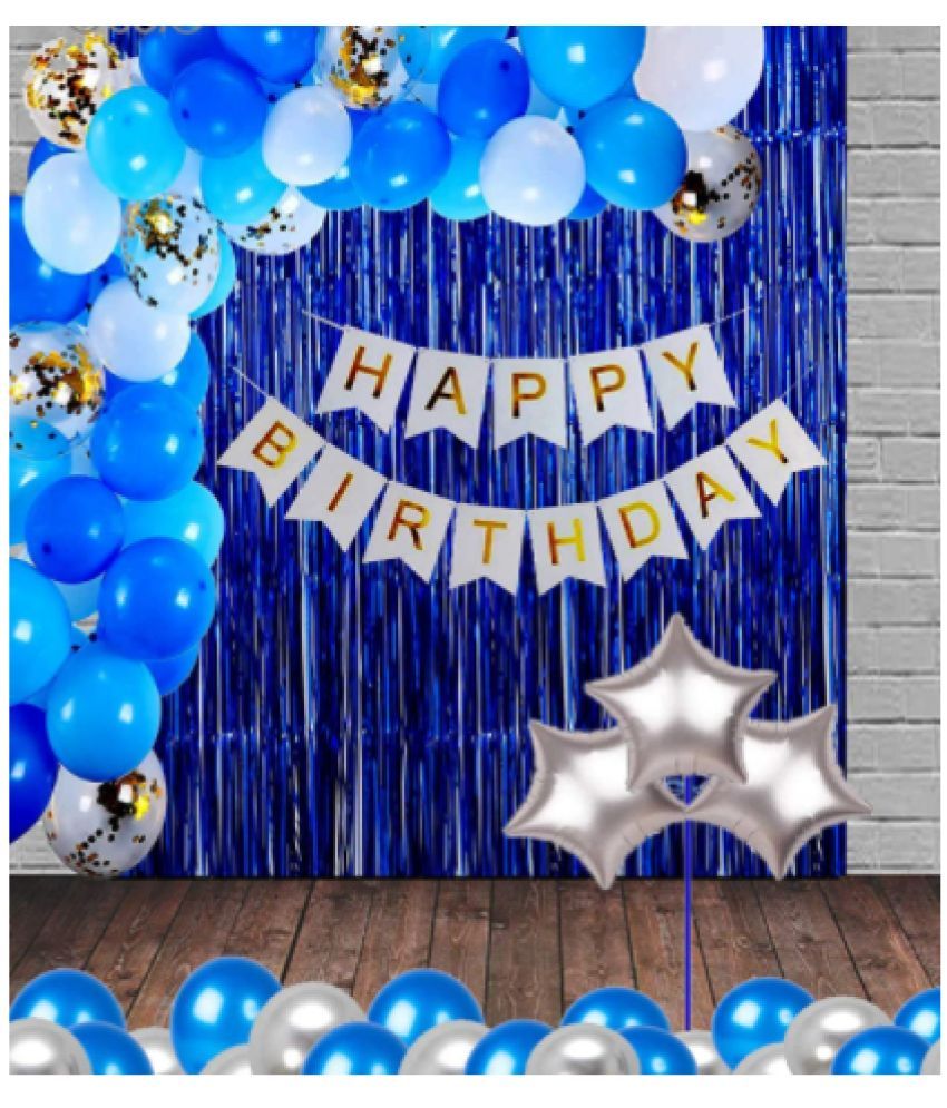     			Happy Birthday Lavish Precious theme ( Blue & Silver) - 41 Pcs.