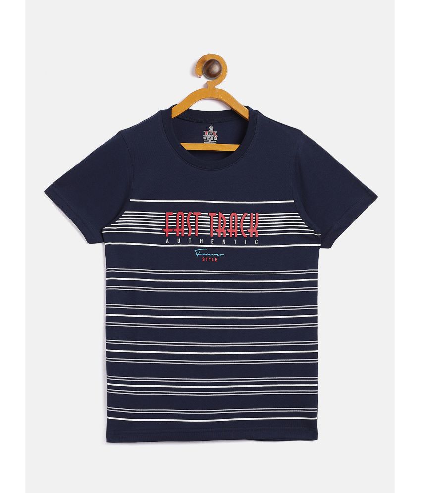 TGX - Navy Cotton Blend Regular Fit Boys T-Shirt ( Pack of 1 )