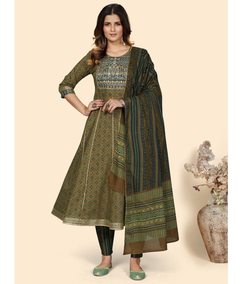     			Vbuyz - Green Cotton Women's Anarkali Kurti ( Pack of 1 )