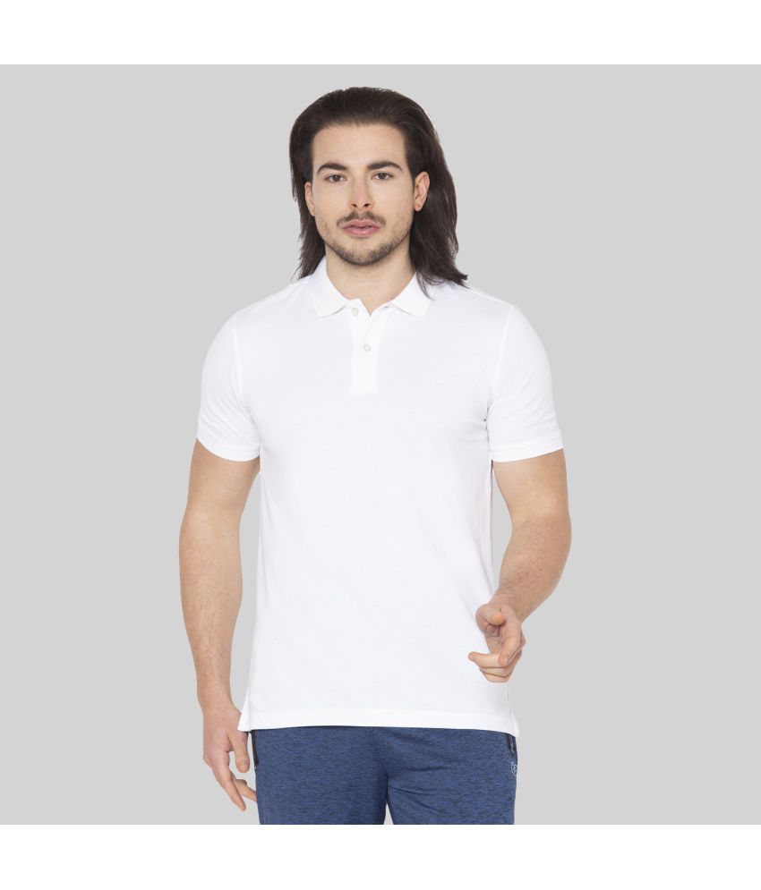     			Bodyactive - White Cotton Blend Regular Fit Men's T-Shirt ( Pack of 1 )