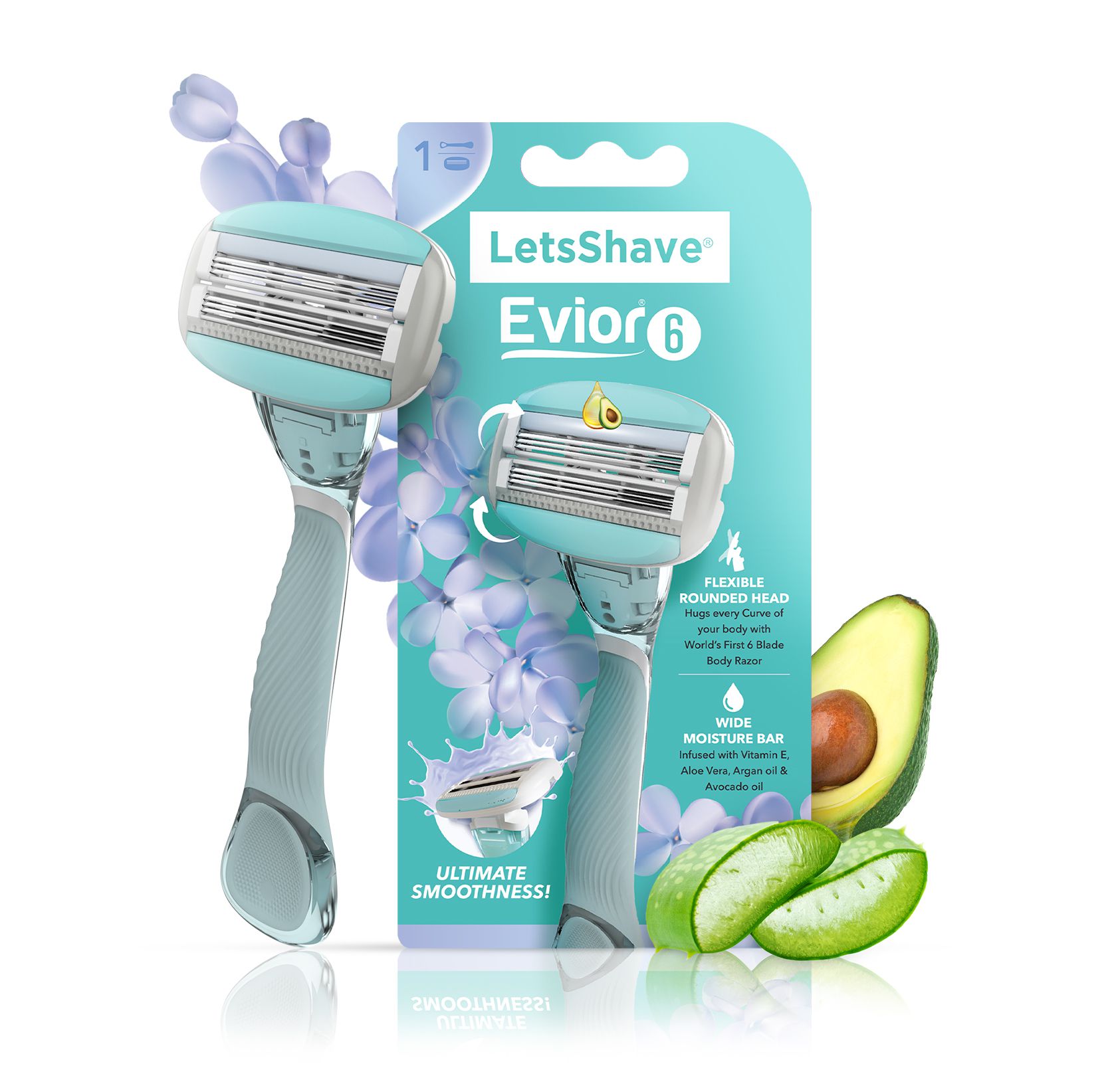 LetsShave Evior 6 Body Hair Removal Razor for Women (1 Razor Handle, 1 Blade Cartridge, 1 Blade Case)