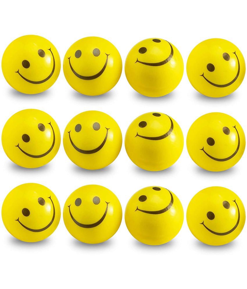 Toyshine Smiley Face Mini Emoticon Plastic Round Balls- Pack of 12
