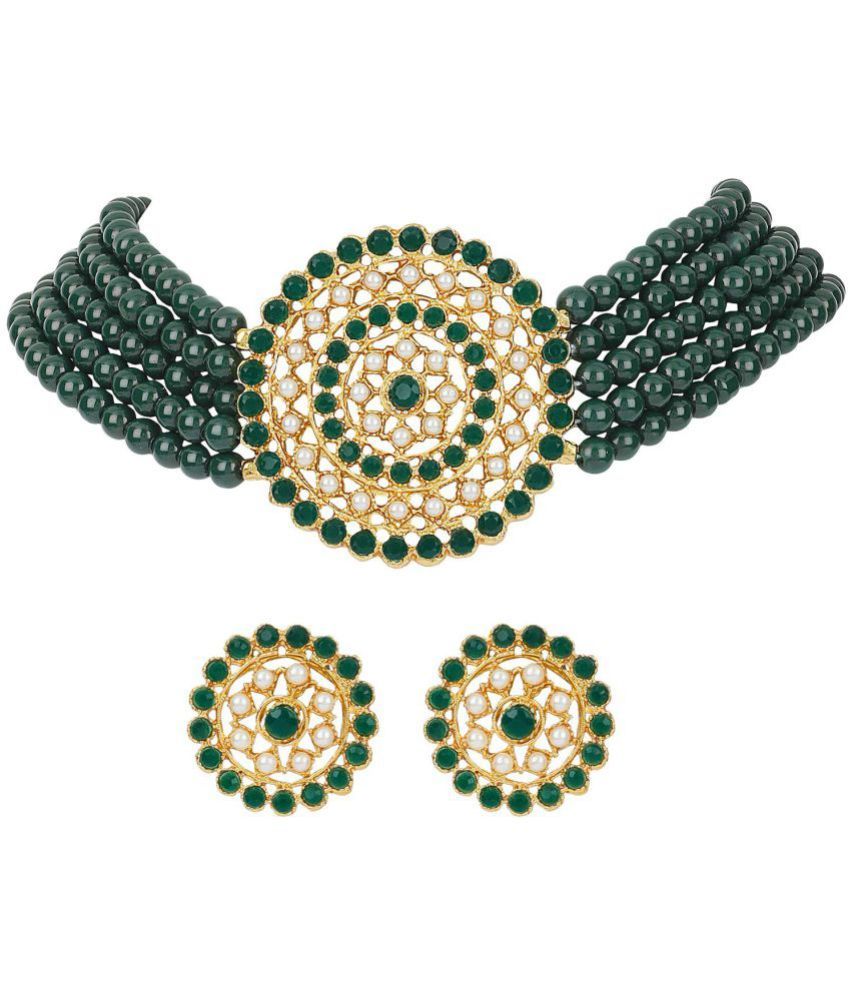     			PUJVI - Green Alloy Necklace Set ( Pack of 1 )