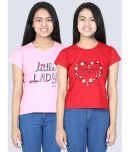 StyleStone Pack of 2 Girls 100% Cotton T-Shirt ( Red )