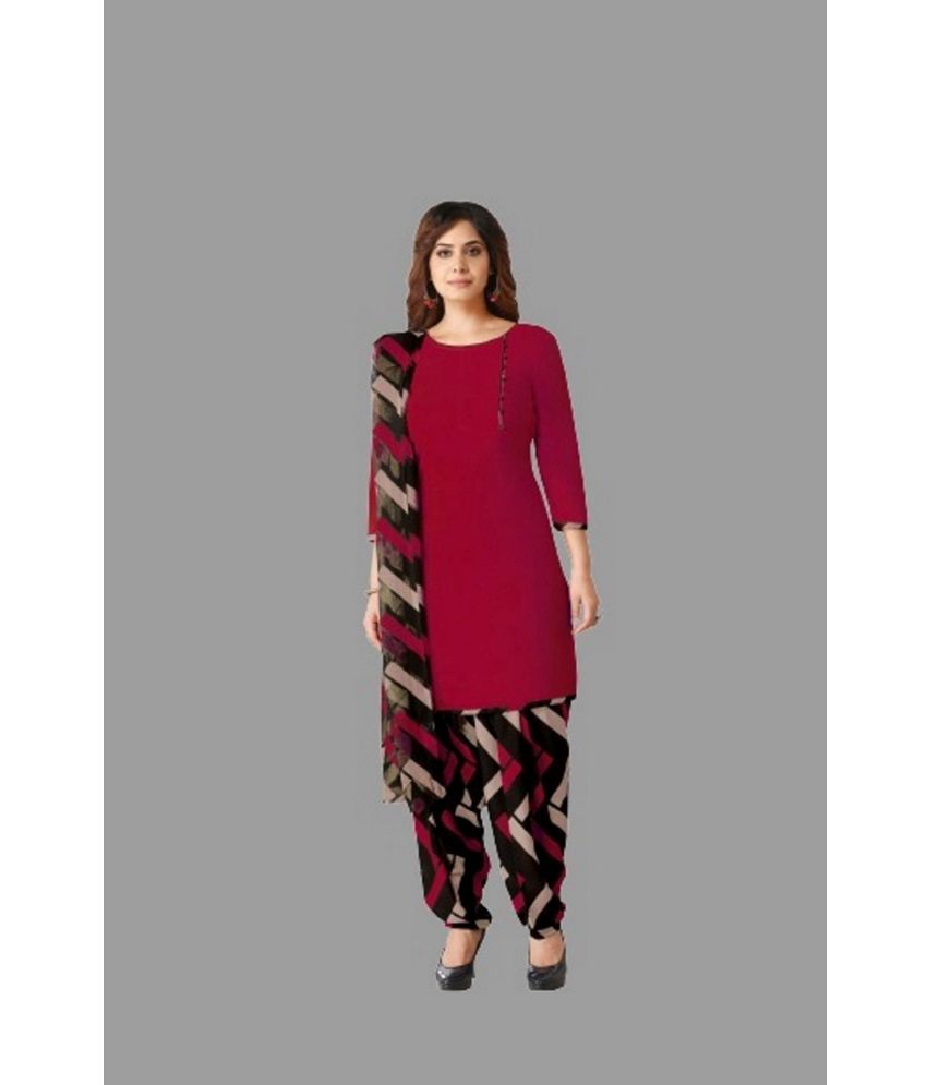 SIMMU Red Printed Unstitched Dress Material ( Pack of 1 ) Buy SIMMU