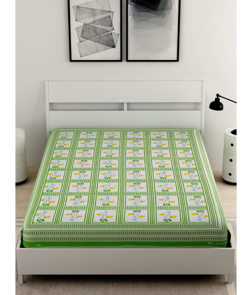     			Uniqchoice - Green 100% Cotton Single Bedsheet