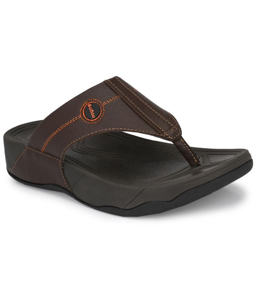     			softio - Brown Men's Thong Flip Flop