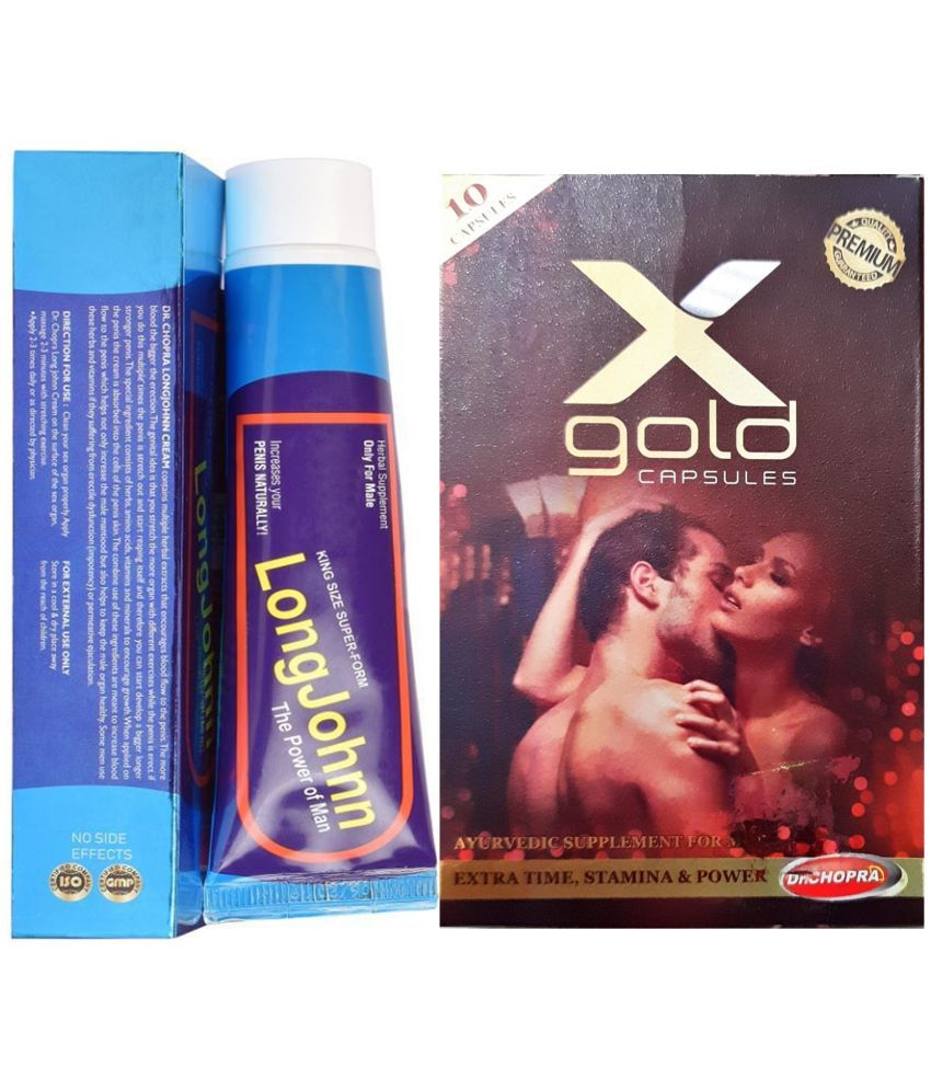     			Combo of LONG JOHN CREAM FOR MEN- SUPER FORM PENIS ENLARGEMENT CREAM & Dr Chopra X Gold For Man Stamina & Power Capsule