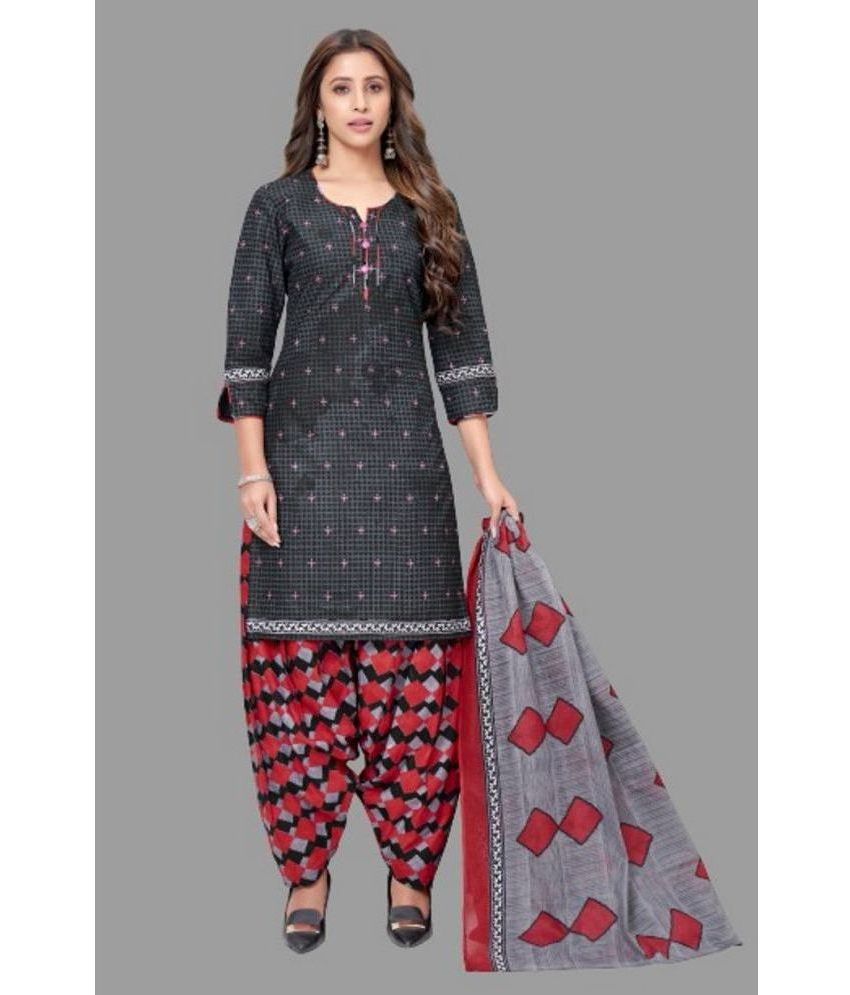     			shree jeenmata collection - Black Printed Unstitched Dress Material ( Pack of 1 )