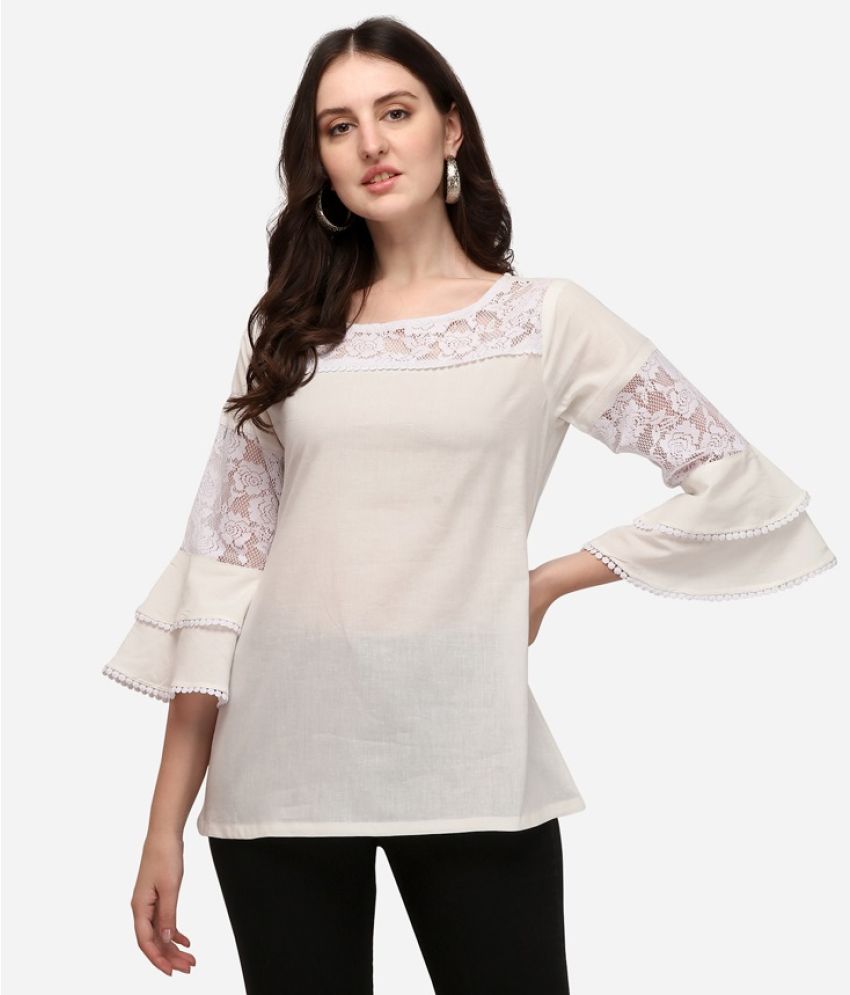     			Prettify - Off White Cotton Women's Regular Top ( Pack of 1 )