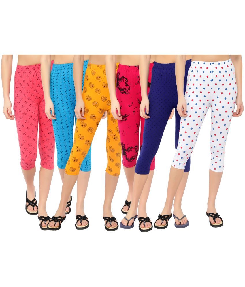     			Diaz Multi Cotton Lycra Printed Capri - Pack of 6