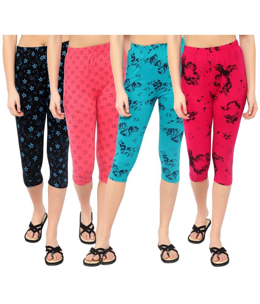     			Diaz Multi Cotton Lycra Printed Capri - Pack of 4