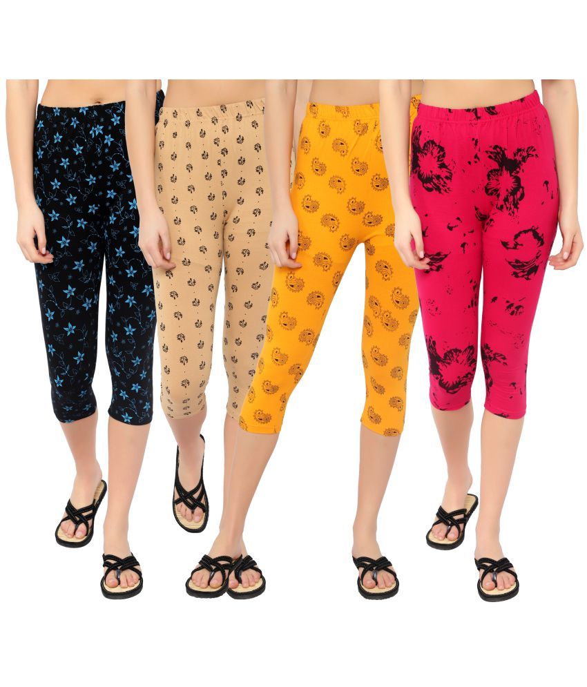     			Diaz Multi Cotton Lycra Printed Capri - Pack of 4