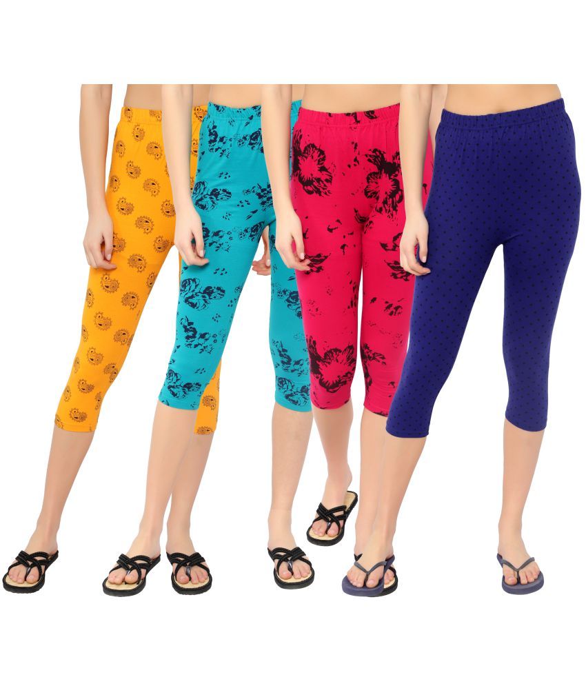     			Diaz Multi Cotton Lycra Printed Capri - Pack of 4