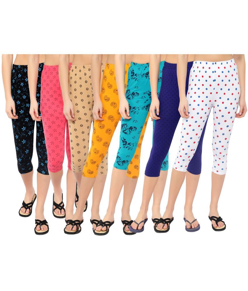     			Diaz Multi Cotton Lycra Printed Capri - Pack of 7