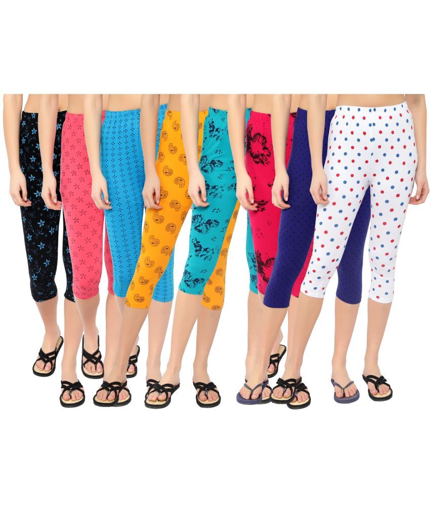     			Diaz Multi Cotton Lycra Printed Capri - Pack of 8