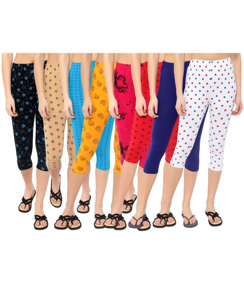     			Diaz Multi Cotton Lycra Printed Capri - Pack of 8