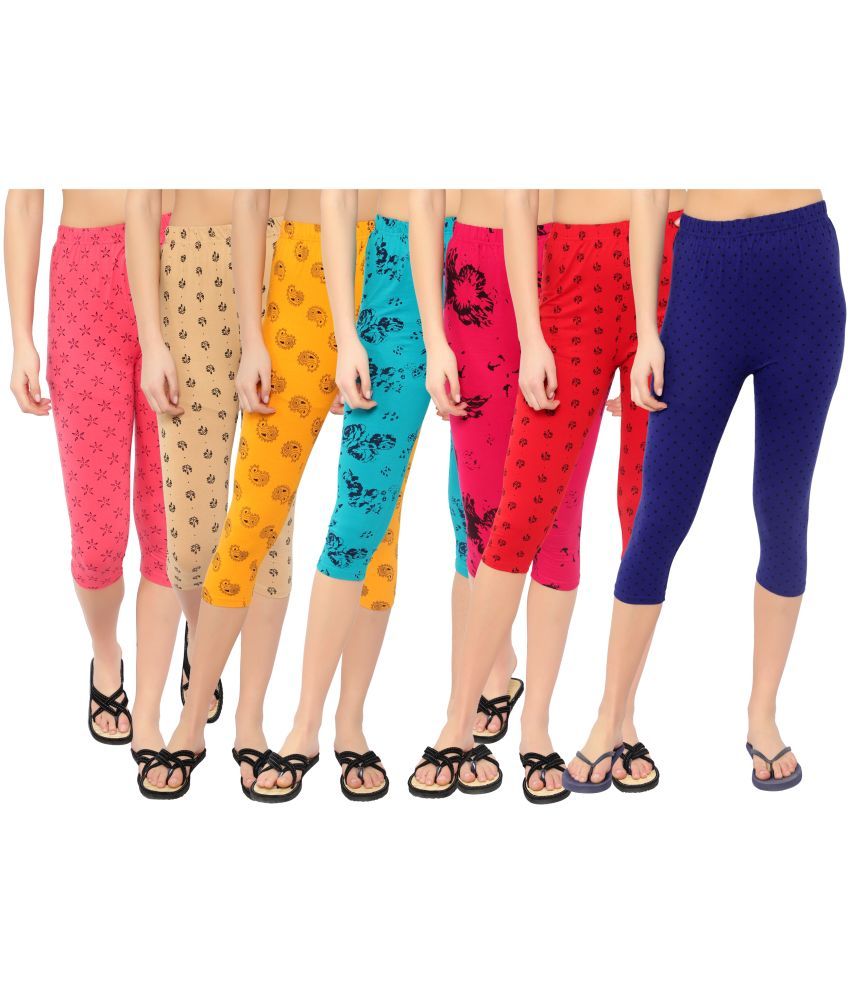     			Diaz Multi Cotton Lycra Printed Capri - Pack of 7