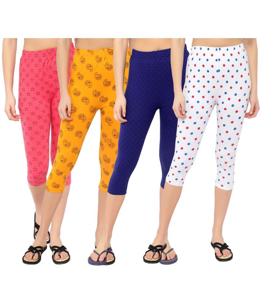     			Diaz Multi Cotton Lycra Printed Capri - Pack of 4