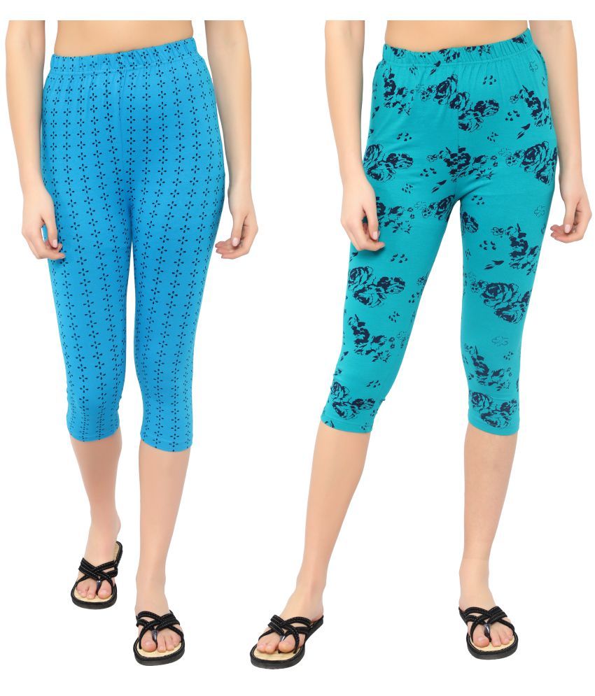     			Diaz Multi Cotton Lycra Printed Capri - Pack of 2