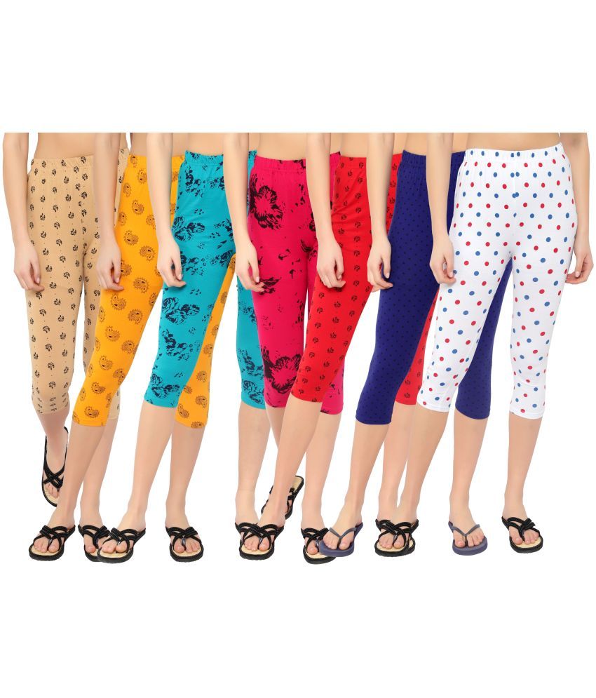     			Diaz Multi Cotton Lycra Printed Capri - Pack of 7