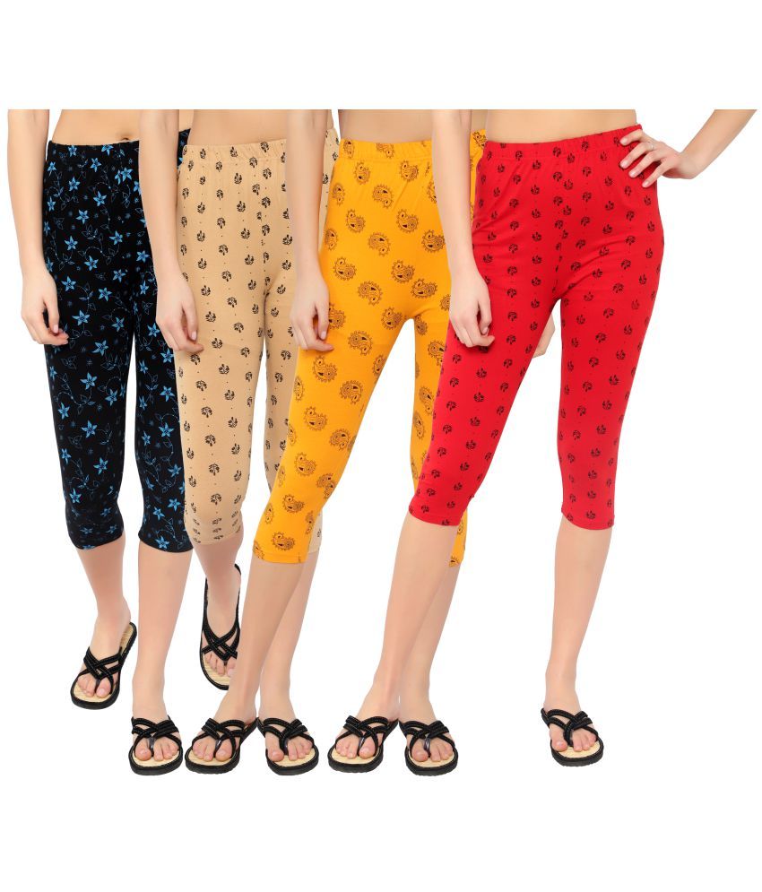     			Diaz Multi Cotton Lycra Printed Capri - Pack of 4