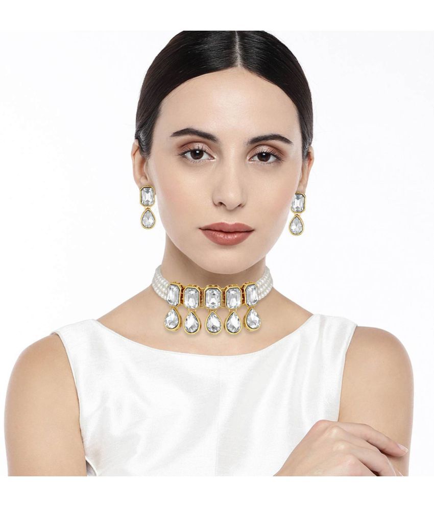     			I Jewels - Alloy White Necklace Set ( Pack of 1 )