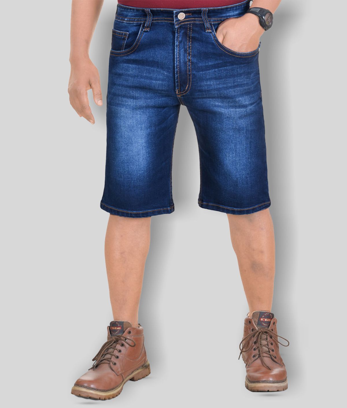     			plounge - Blue Cotton Blend Men's Shorts ( Pack of 1 )