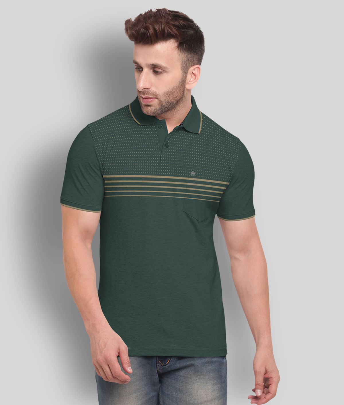 BULLMER - Green Cotton Blend Regular Fit Men's Polo T Shirt ( Pack of 1 )