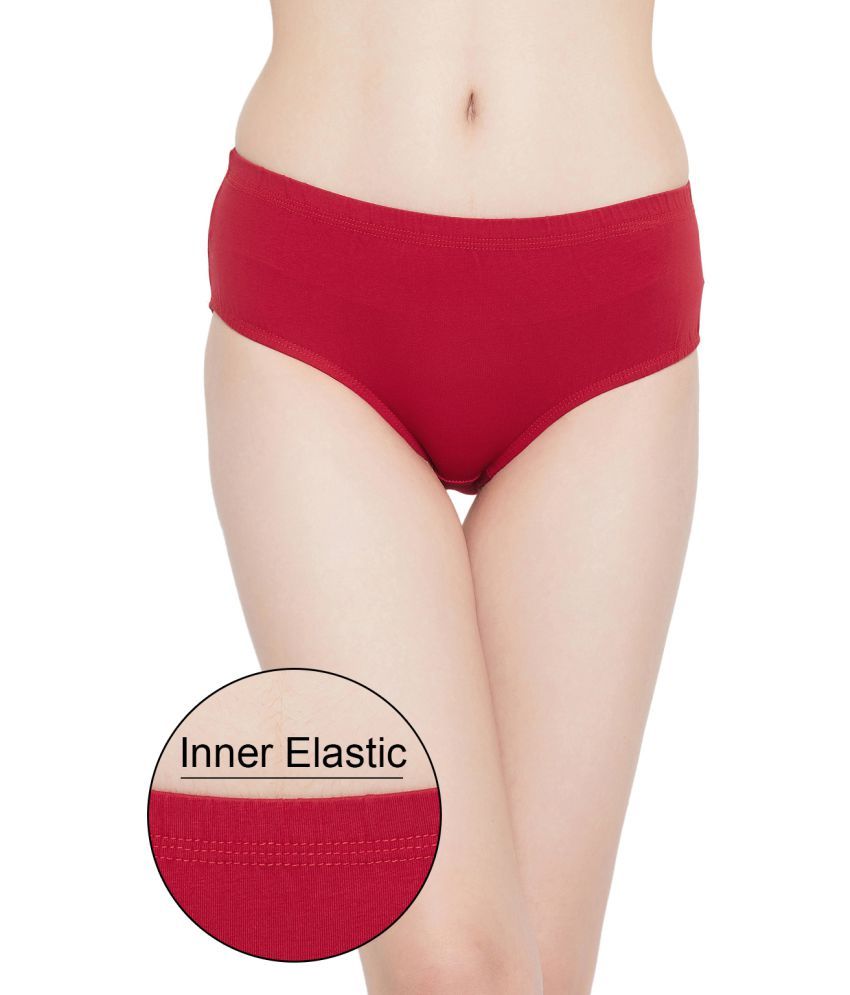     			Clovia - Cotton Solid Red Women's Hipster ( Pack of 1 )