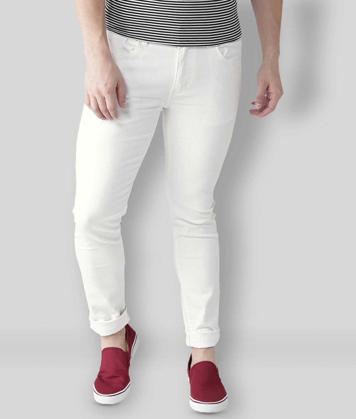     			HALOGEN - White Cotton Blend Skinny Fit Men's Jeans ( Pack of 1 )