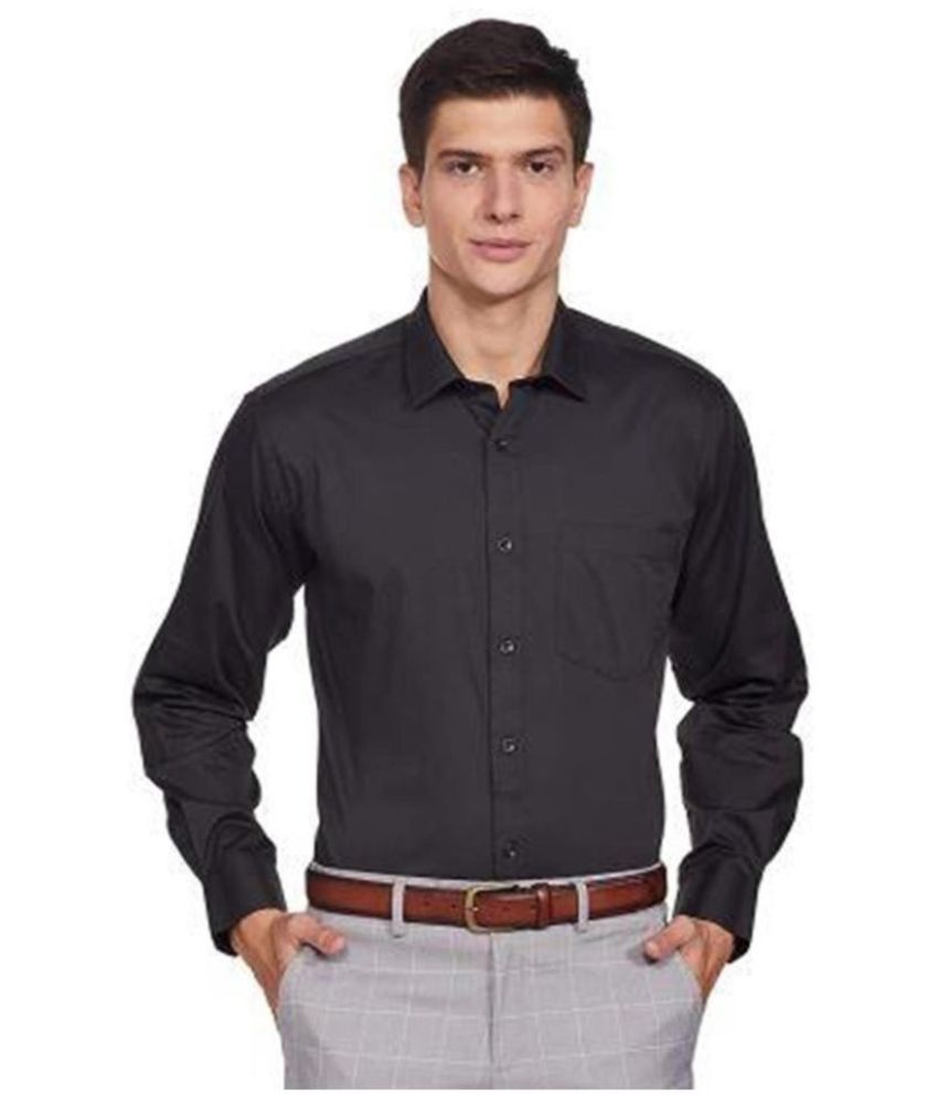     			Makhanchor - Cotton Blend Regular Fit Black Men's Formal Shirt ( Pack of 1 )