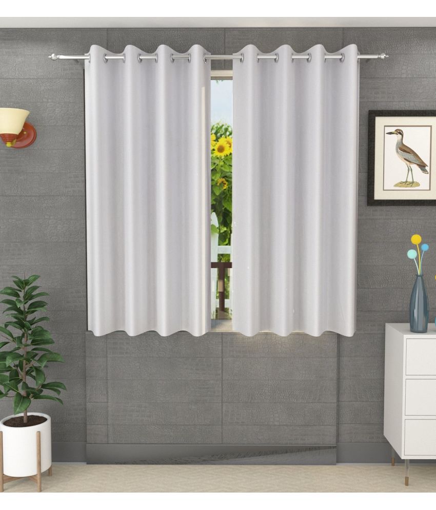     			Panipat Textile Hub Solid Semi-Transparent Eyelet Door Curtain 7 ft Pack of 2 -White