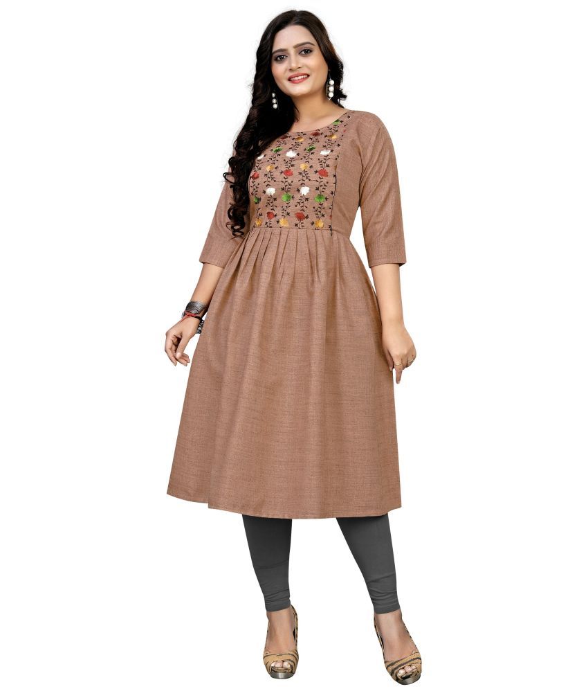     			Rangrasiya - Orange Cotton Women's Flared Kurti ( Pack of 1 )