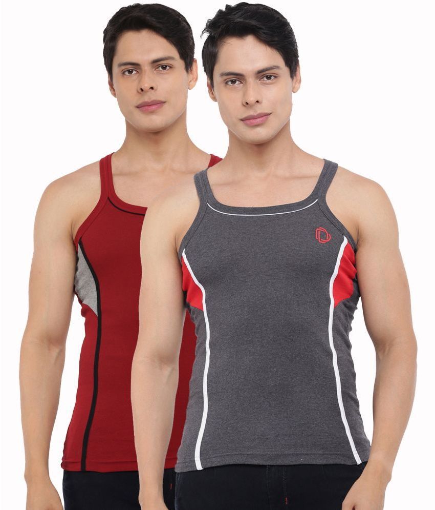     			Pack of 2 Dollar Bigboss Assorted Solid Cotton Blend Men Vest