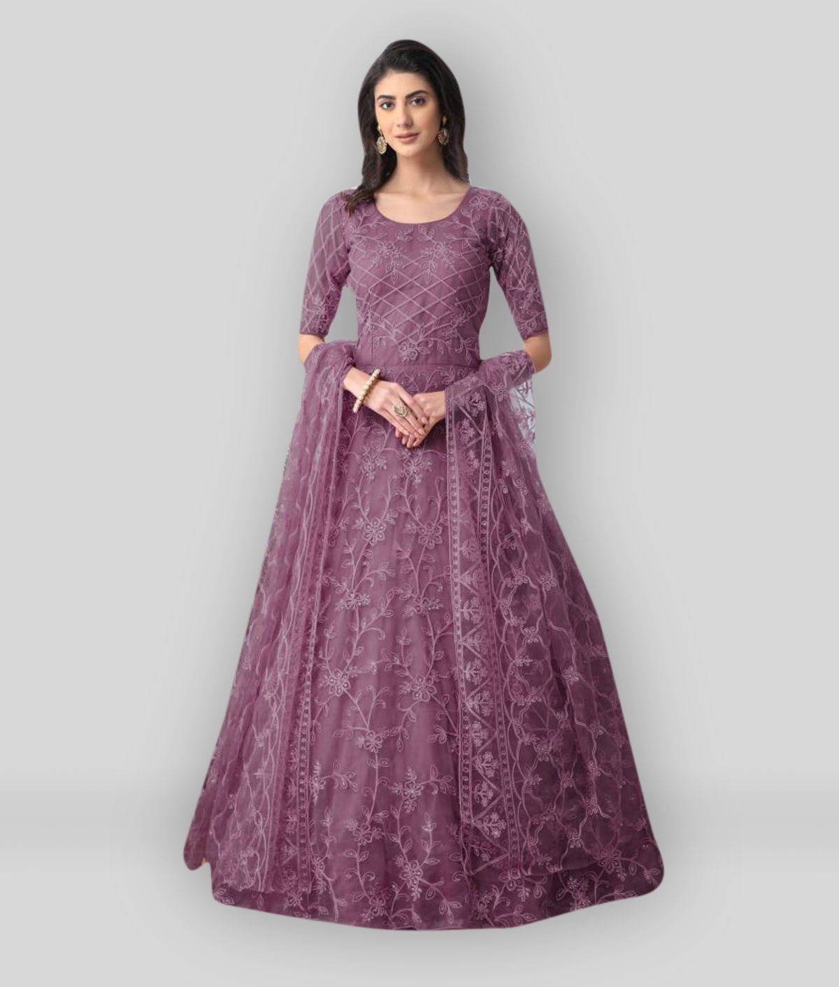 purple net gown