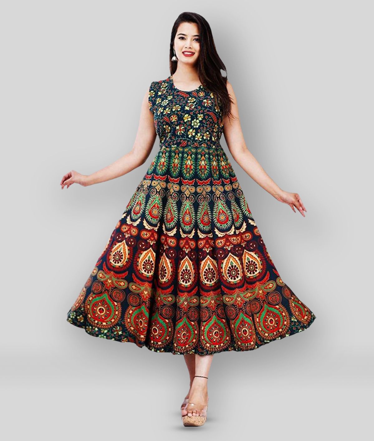     			G4Girl - Multicolor Anarkali Rayon Women's Stitched Ethnic Gown ( Pack of 1 )