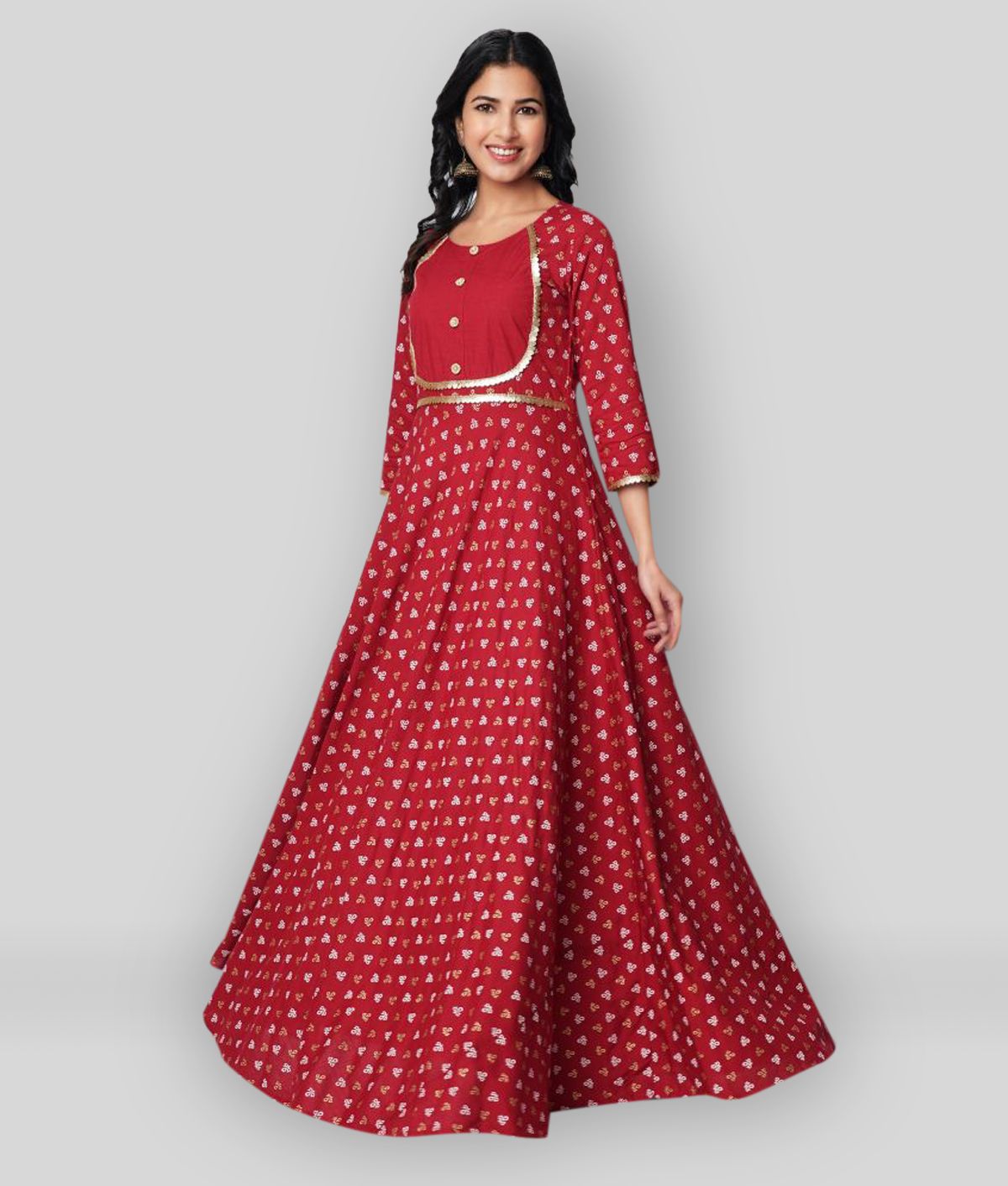     			GOD BLESS - Maroon Anarkali Rayon Women's Stitched Ethnic Gown ( Pack of 1 )