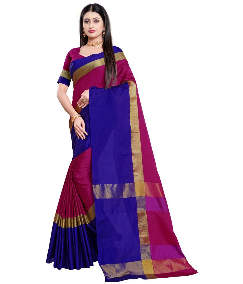     			JivikaEnterprise - Rani Cotton Silk Saree With Blouse Piece ( Pack of 1 )