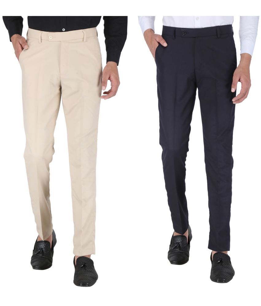     			Playerz - Multicolor Polycotton Slim - Fit Men's Chinos ( Pack of 2 )