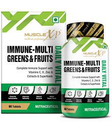 MuscleXP Immune-Multi Greens &amp; Fruits - Complete Immune Support with Vitamin C, D, Zinc &amp; Extracts &amp; Superfoods, 60 Tablets