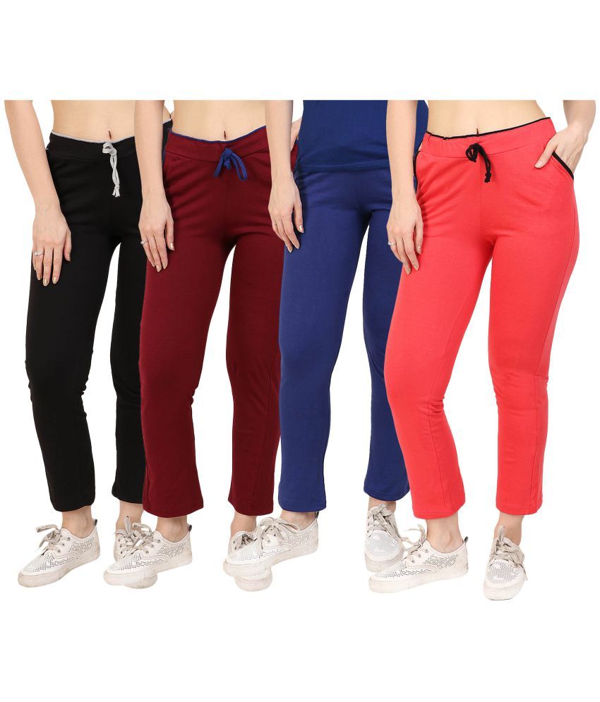     			Diaz - 100% Cotton Multicolor Women's Running Trackpants ( Pack of 4 )