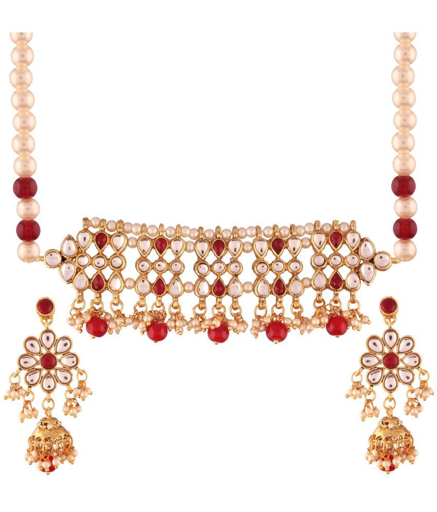     			I Jewels - Alloy Red Necklace Set ( Pack of 1 )