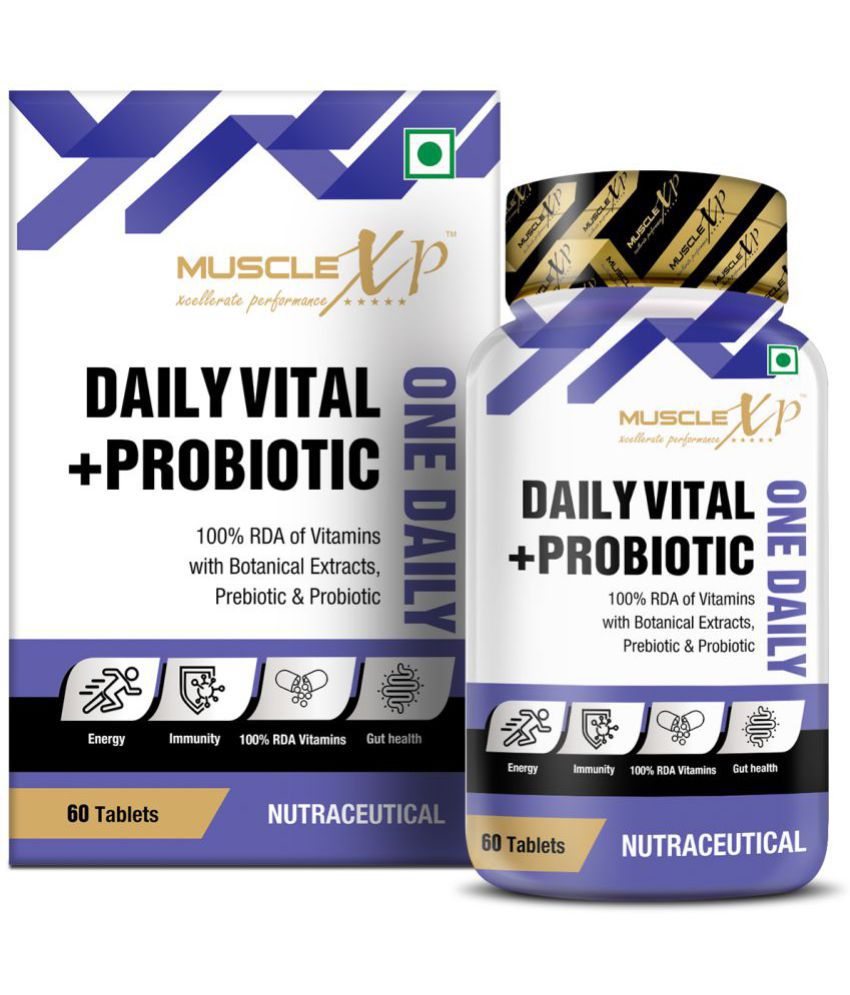     			MuscleXP Daily Vital + Probiotic One Daily, 100% RDA Of Vitamins With Botanical Extracts, Prebiotic & Probiotic, 60 Tablets