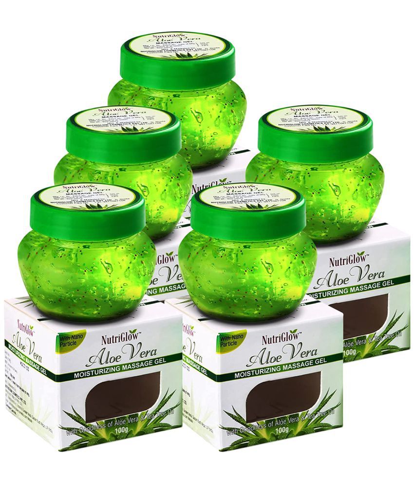     			Nutriglow Aloevera Moisturizing Massage Gel For Face & Hair, Glowing and Radiant Skin, Each 100gm (Pack of 5)